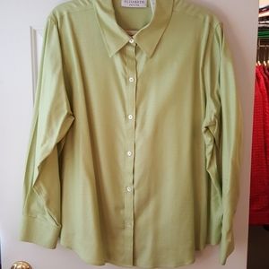 Elizabeth size 20 petite no iron green button down